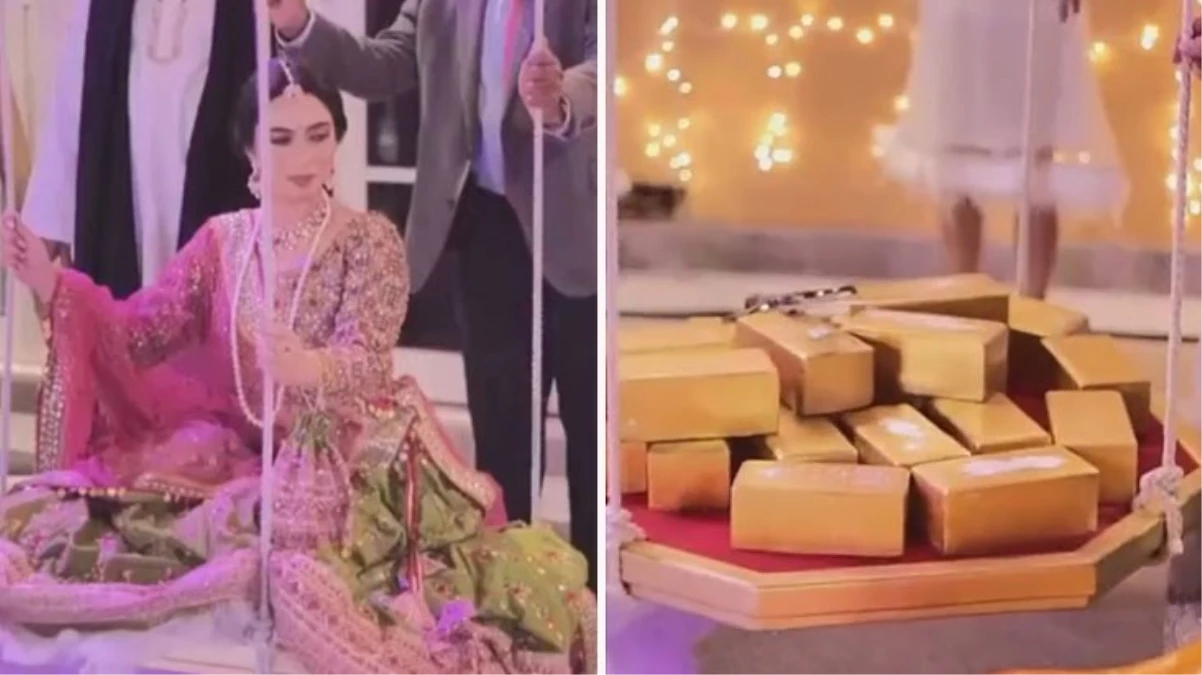 Terazinin bir kefesine gelini, öteki kefesine külçe altın koydular! Manzaralara reaksiyon yağıyor