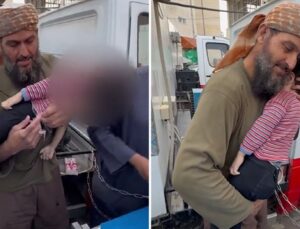 Filistinli dedenin İsrail’in taarruzlarında hayatını kaybeden torununa vedası yürekleri burktu