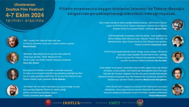 Filistinli Direktörler Dostluk Sinema Şenliği’nde Buluşuyor