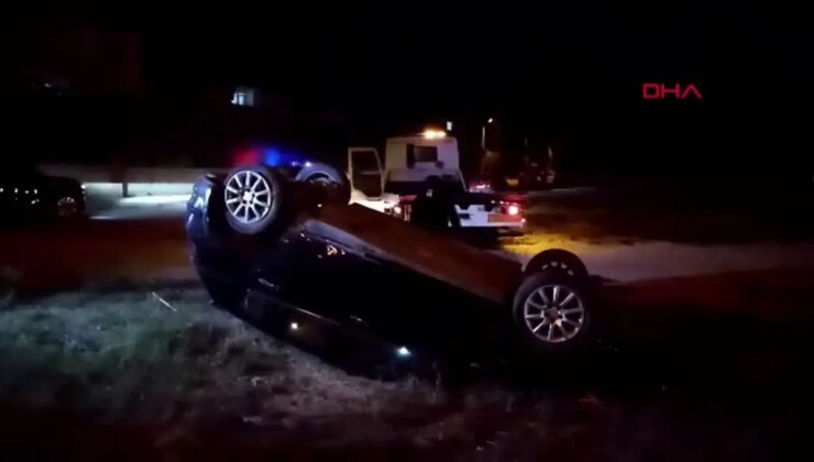 İnegöl’de Denetimden Çıkan Araç Takla Attı, Şoför Yaralandı