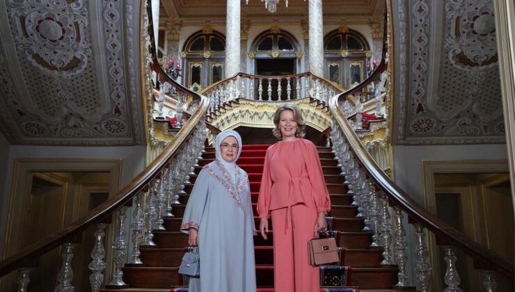 Emine Erdoğan, Belçika Kraliçesi Mathilde’yi Dolmabahçe Sarayı’nda ağırladı