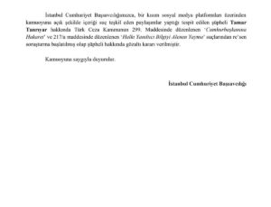 Tamar Tanrıyar hakkında toplumsal medya paylaşımları sebebiyle gözaltı kararı